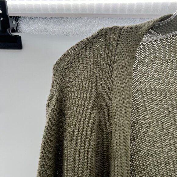 DayTrip Women's Distressed Knit Cardigan Open Front Long Sleeve Green Size Large - Picture 5 of 8